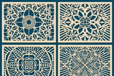 Laser cutting wall pattern canvas vector template panel