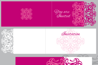 Wedding invitation&2C; greeting card with laser cutting pattern vector mo