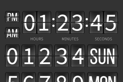 Airport timer counter, digital clock, flip calendar