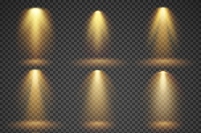 Sunlight glowing, yellow lights glow vector effects set