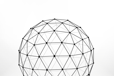 Wireframe polygonal vector sphere, network lines abstract fractal desi