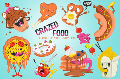 Funny Crazed Foods Illustrations