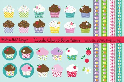 Cupcake Clipart & Border Patterns
