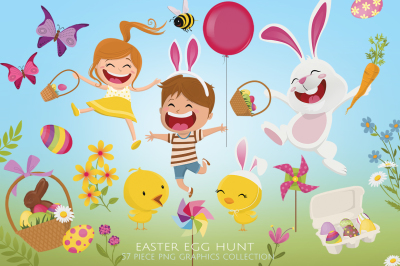 Easter Egg Hunt Clip Art Set