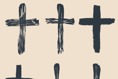 Grunge religious&2C; baptism&2C; christian crosses&2C; crucifix symbols vector