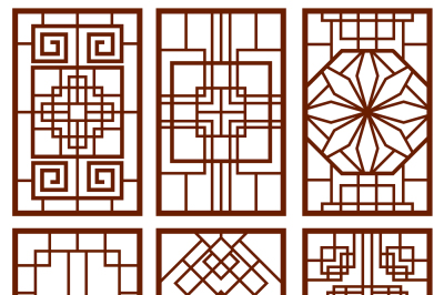 Traditional korean door and window ornament, chinese wall design, japa