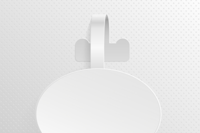 Isolated empty white advertising plastic oval shelf wobbler vector ill