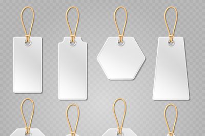 White blank price tags, labels vector template