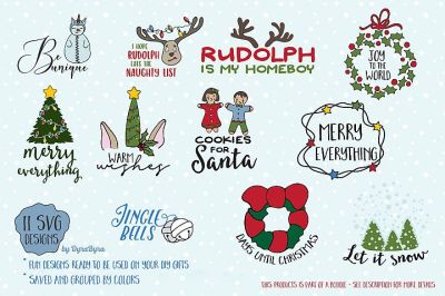 Fun Christmas SVG Bundle - Unicorn SVG, Christmas Tree, Rudolph