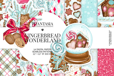 Christmas Gingerbread Digital Paper Pack