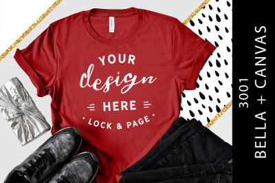 Download Canvas Red Bella Canvas 3001 Womens Styled T-Shirt Mockup ...