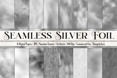 16 Seamless Silver Foil Digital Papers luxury foil printing