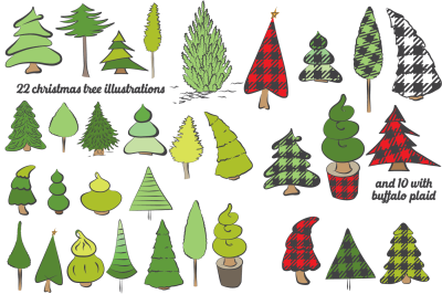 Buffalo Plaid Christmas Trees - Vector, SVG, EPS