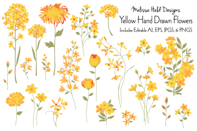 Yellow Hand Drawn Flowers