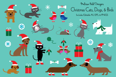 Christmas Cats&2C; Dogs&2C; and Birds