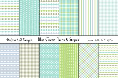 Blue Green Stripes & Plaids