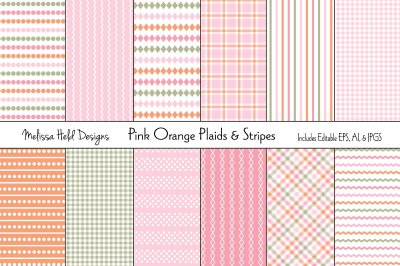 Pink and Orange Plaids & Stripes