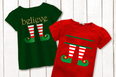 Christmas Elf Legs Split Believe | SVG | PNG | DXF