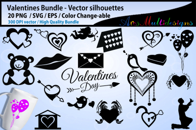 Valentines silhouette svg /Valentines SVG Cutting Templates /Eps /Svg