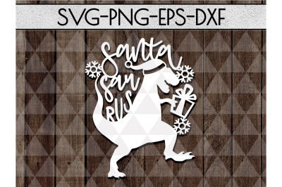 Santasaurus SVG Cutting File, Christmas Gift Kids Papercut, DXF, PDF