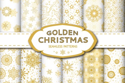 Golden Christmas Seamless Pattern
