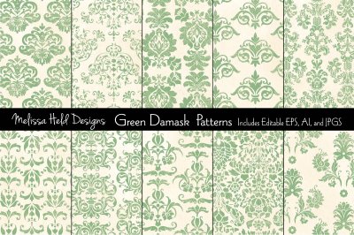 Green Damask Patterns
