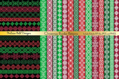 Red and Green Ornate Border Patterns