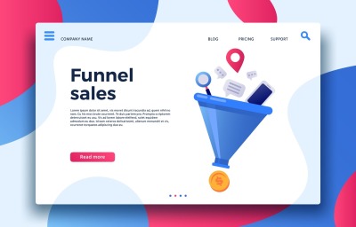 Funnel sales. Landing page business marketing sales generation, buyer 