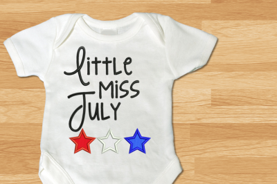 Little Miss July Stars | Applique Embroidery