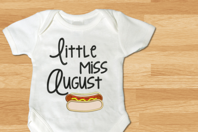 Little Miss August Hot Dog | Applique Embroidery