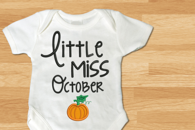 Little Miss October Pumpkin | Applique Embroidery