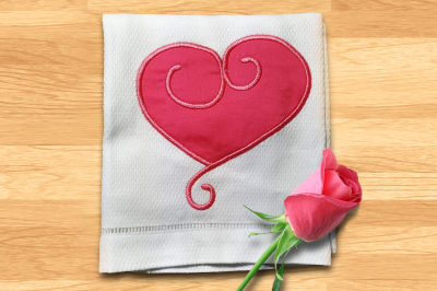 Swirly Valentine's Day Heart | Applique Embroidery