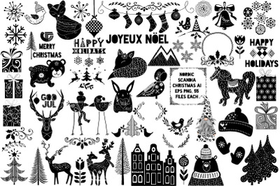 Nordic Scandia Christmas Silhouettes AI EPS PNG