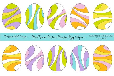 Mod Swirl Pattern Easter Egg Clipart