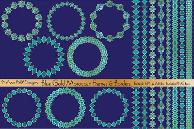 Blue Gold Moroccan Frames &amp; Borders