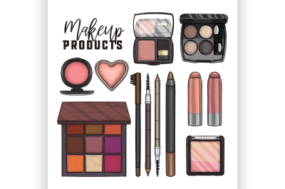 Color illustration of makeup products