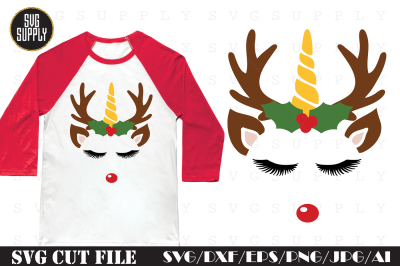 Unicorn Reindeer SVG Cut File