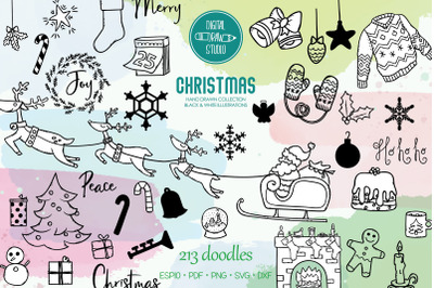 Hand Drawn Christmas Doodles | New Year Holiday Party