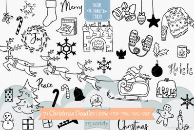 Hand Drawn Christmas Doodles | New Year Holiday Party