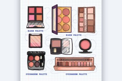 Color illustration of makeup products