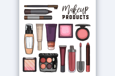 Color illustration of makeup products