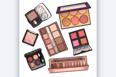 Color illustration of makeup products