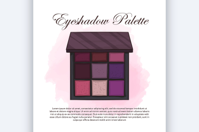 Hand drawn color sketch of an eyeshadow palette