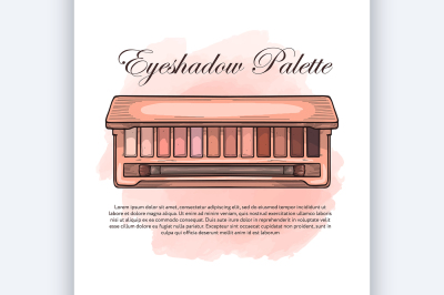 Hand drawn color sketch of an eyeshadow palette