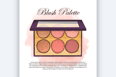 Hand drawn color sketch of an eyeshadow palette