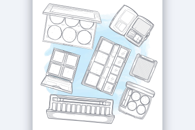 Vector illustration of makeup products