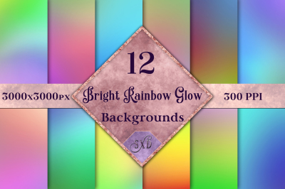 Bright Rainbow Glow Backgrounds - 12 Image Set