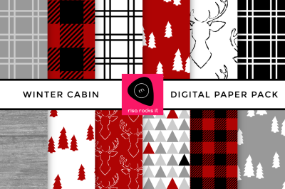 Winter Cabin Buffalo Plaid | Digital Paper Pack