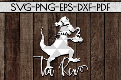 Tea Rex SVG Cutting File, Tea Lover Gift Papercut, DXF, PDF
