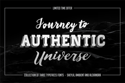 New collection of three typefaces fonts Sheyla, Ambient and Alexandra